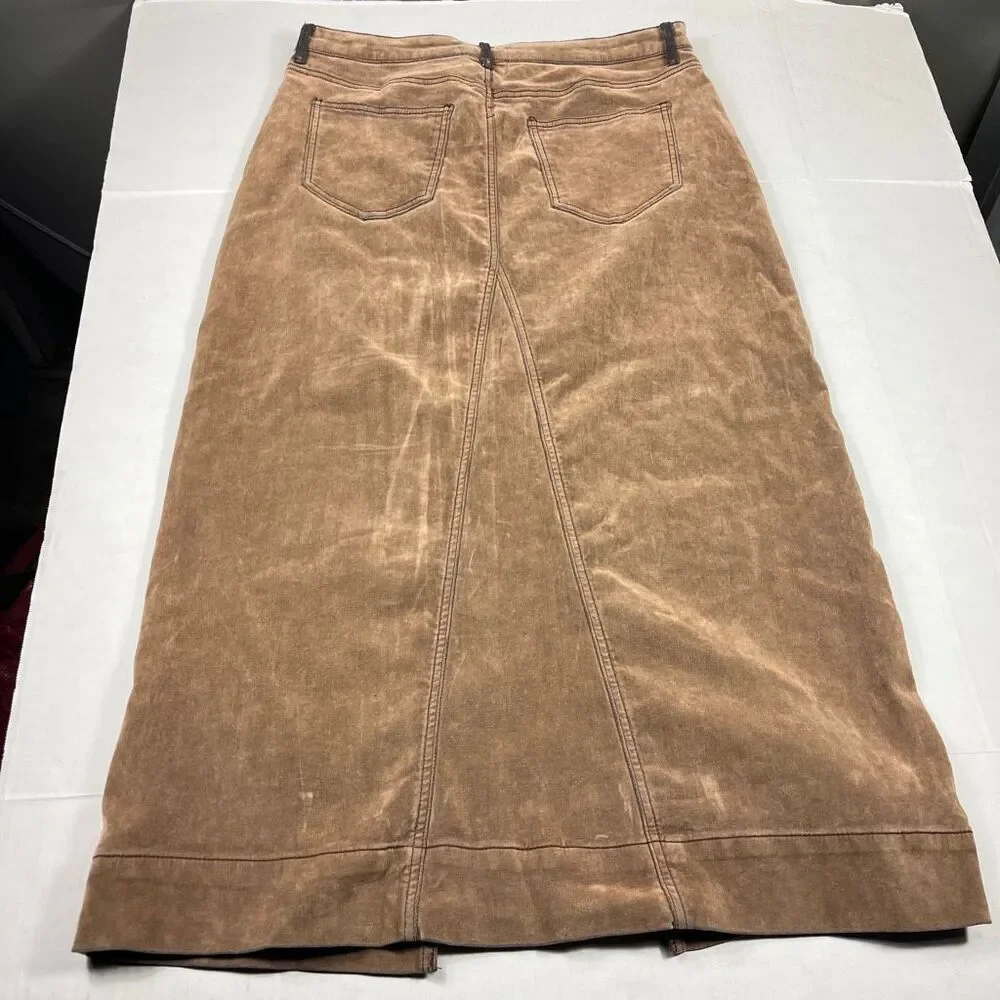 BDG Urban Outfitters Faux Suede Maxi Skirt 70s Brown Boho Casual Retroc Chic L - Picture 11 of 12